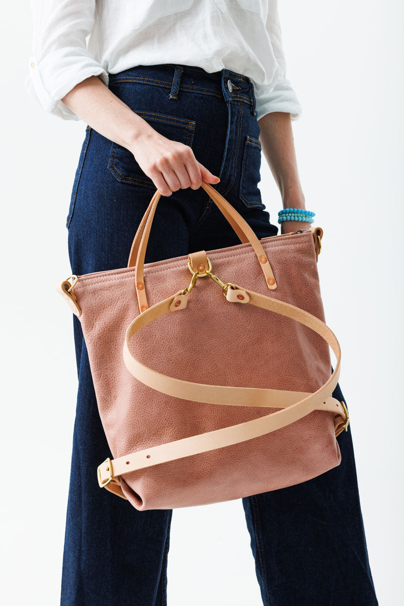 bprep pink leather backpack Rose Leather Original Backpack