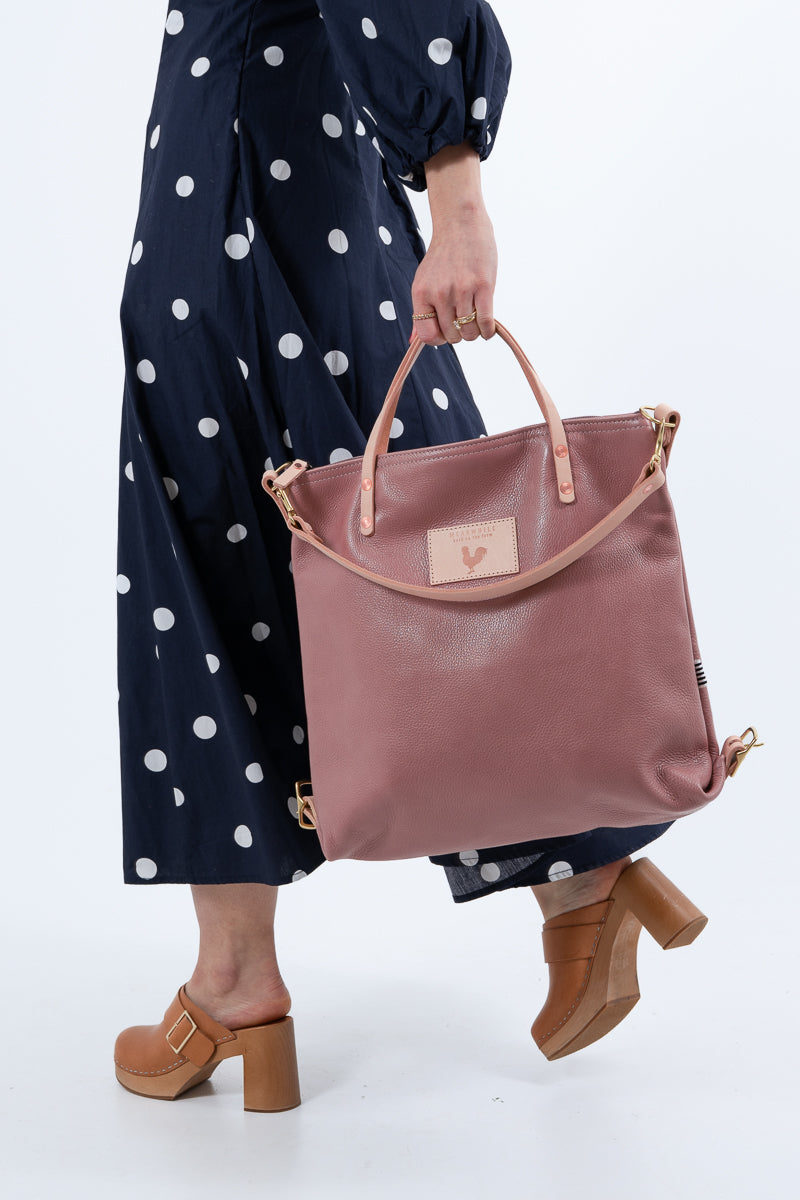 Hand Sewn Rose Pink Leather Backpack