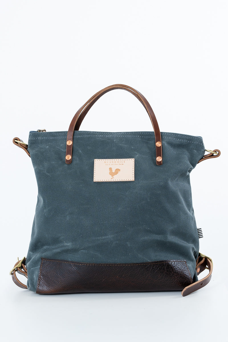 Slate Blue Wax Canvas Backpack