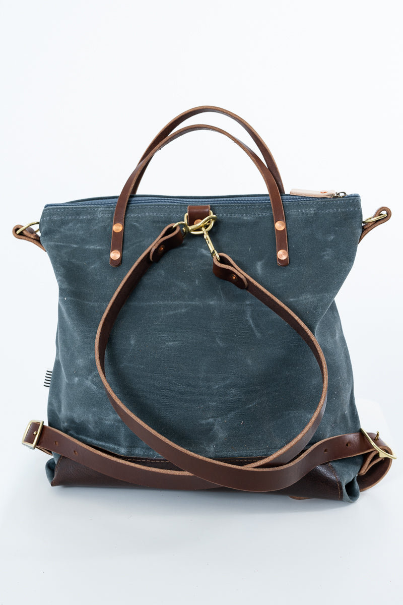 Slate Blue Wax Canvas Backpack