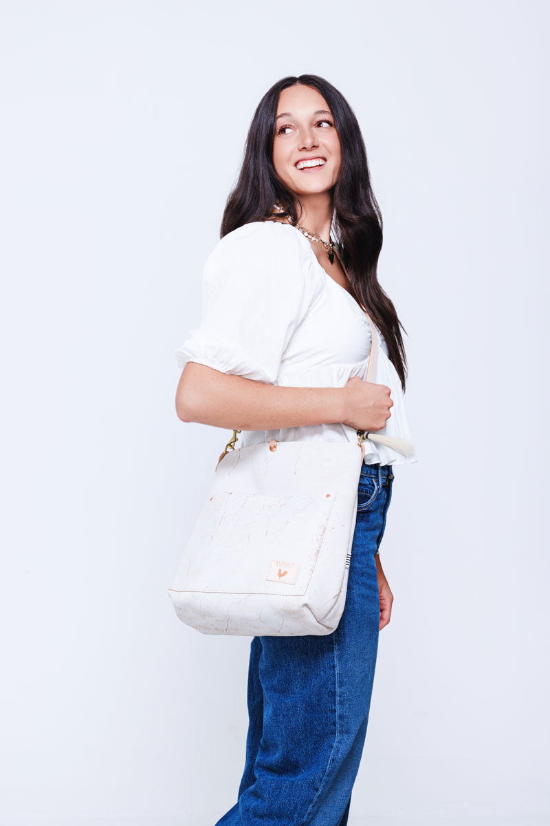 Birch White Leather Carryall & Crossbody | White Small Leather Bag