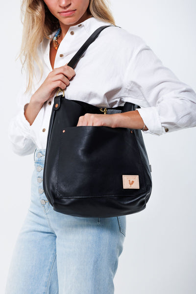 Harness Black Leather Carryall & Crossbody | Best Black Leather Bag