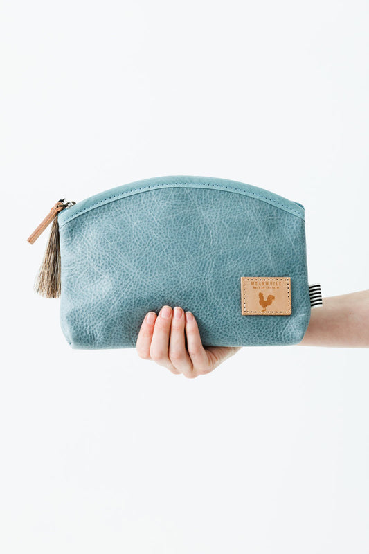 Dusty Blue Leather Clutch