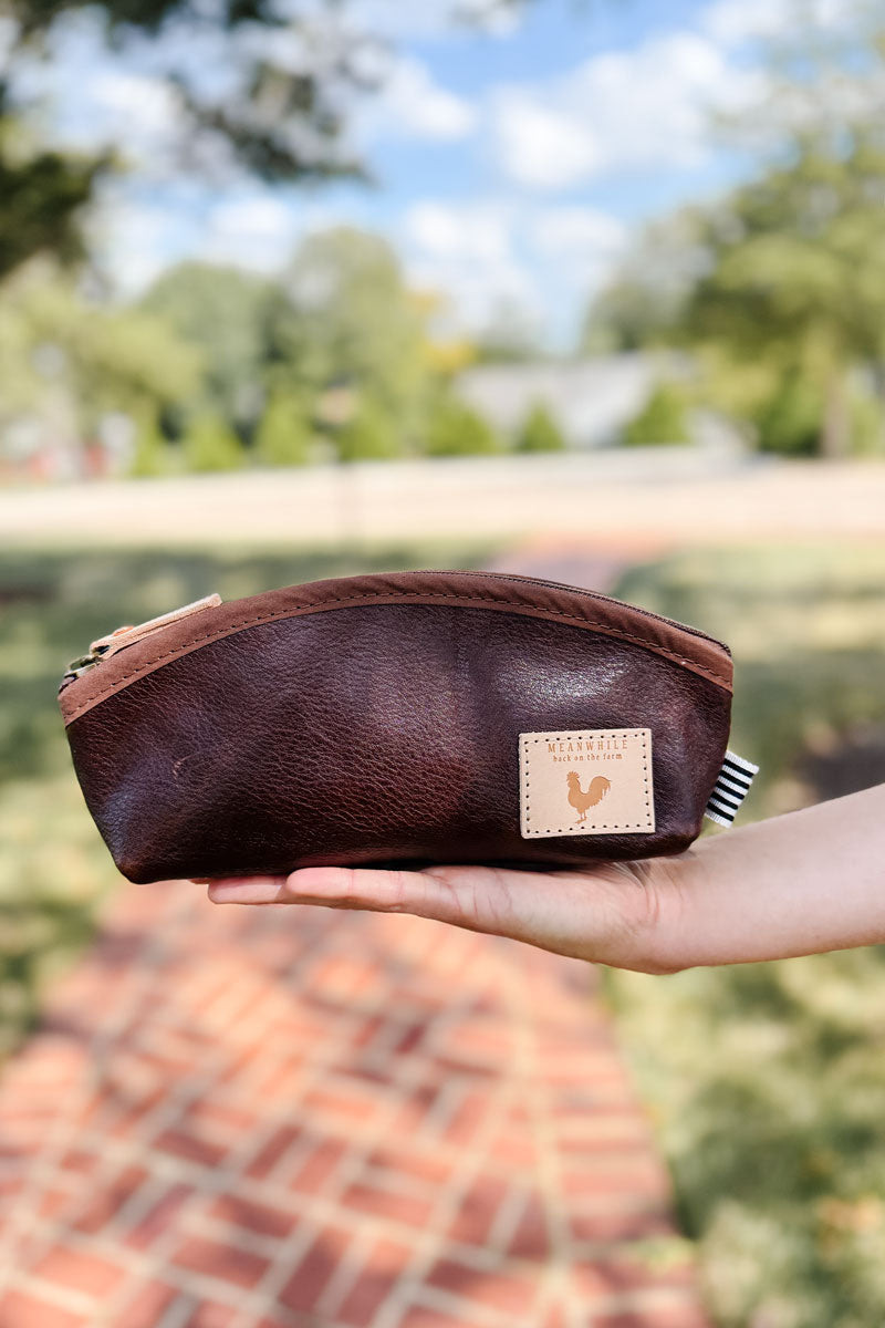 Mocha Tuscan Leather Cosmetic Bag