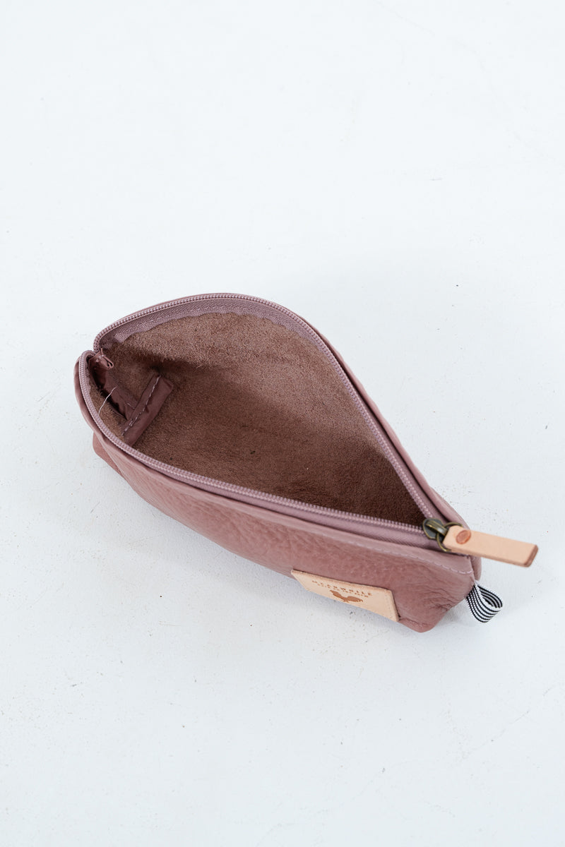 Hand Sewn Rose Pink Leather Pouch