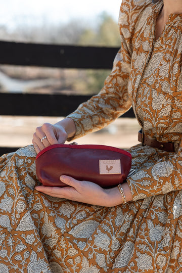 Ruby Leather Cosmetic Bag