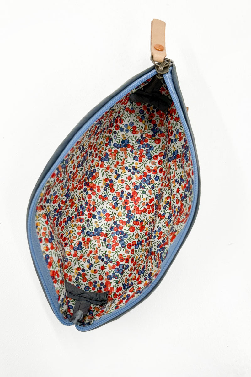 Slate Blue Wax Canvas Cosmetic Bag