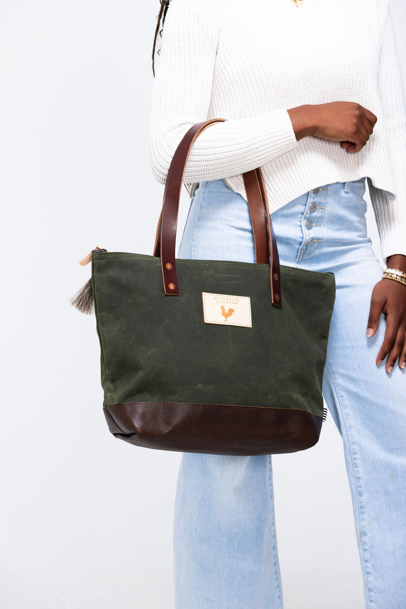 Olive Wax Canvas Day Tote - Meanwhile