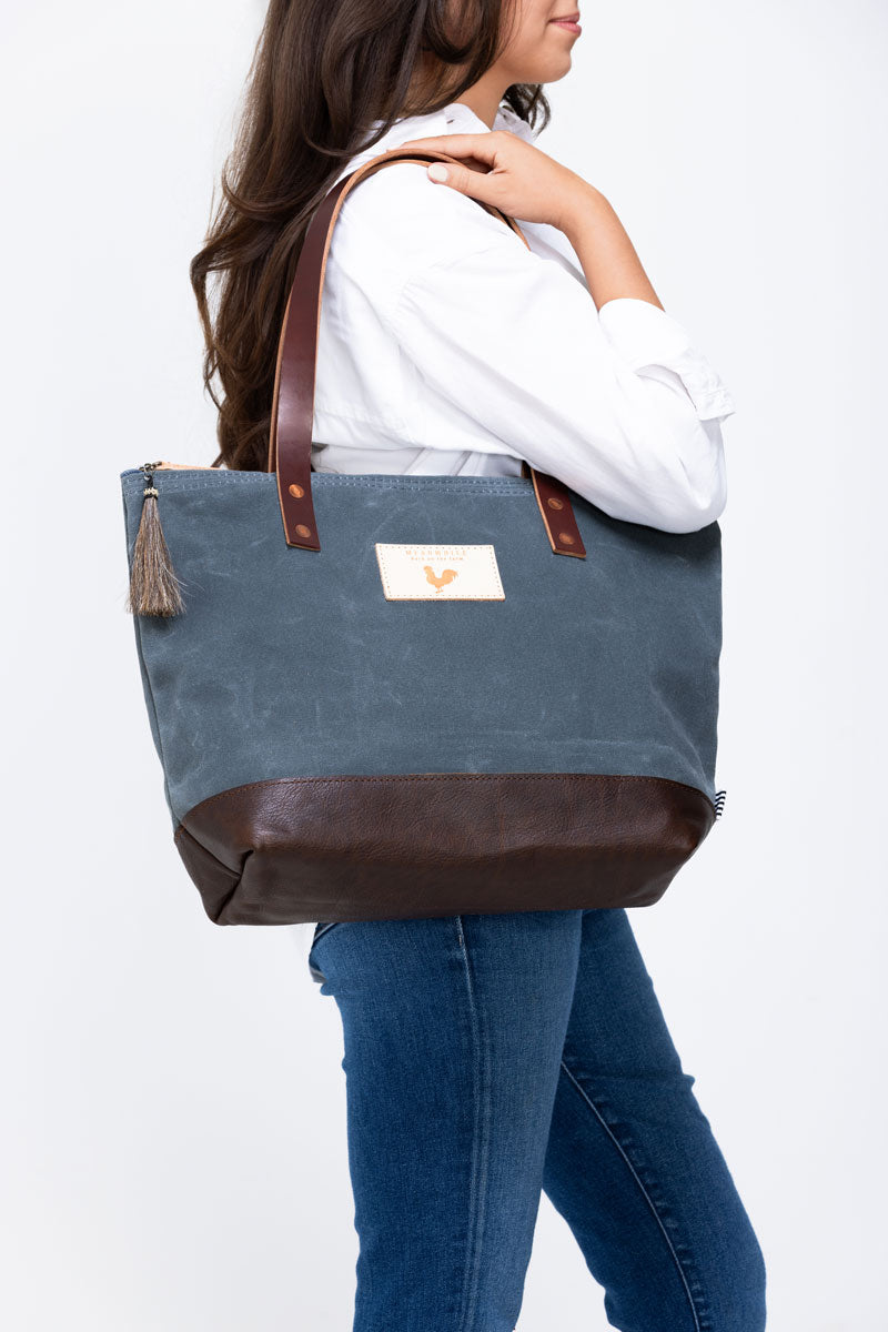 Slate Blue Waxed Canvas Day Tote