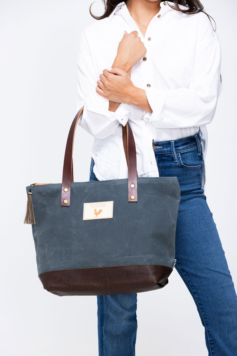 Slate Blue Wax Canvas Day Tote | Meanwhile in Lynchburg
