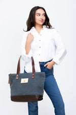 Slate Blue Waxed Canvas Day Tote