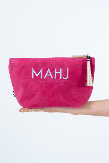 Limited Edition* "MAHJ" Customized Pink Waxed Canvas Pouch