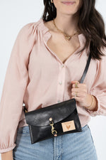 Black Luxe Leather Envelope Clutch & Crossbody