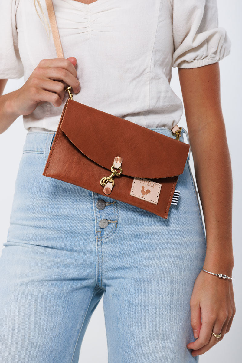Saddle Leather Envelope Clutch and Crossbody