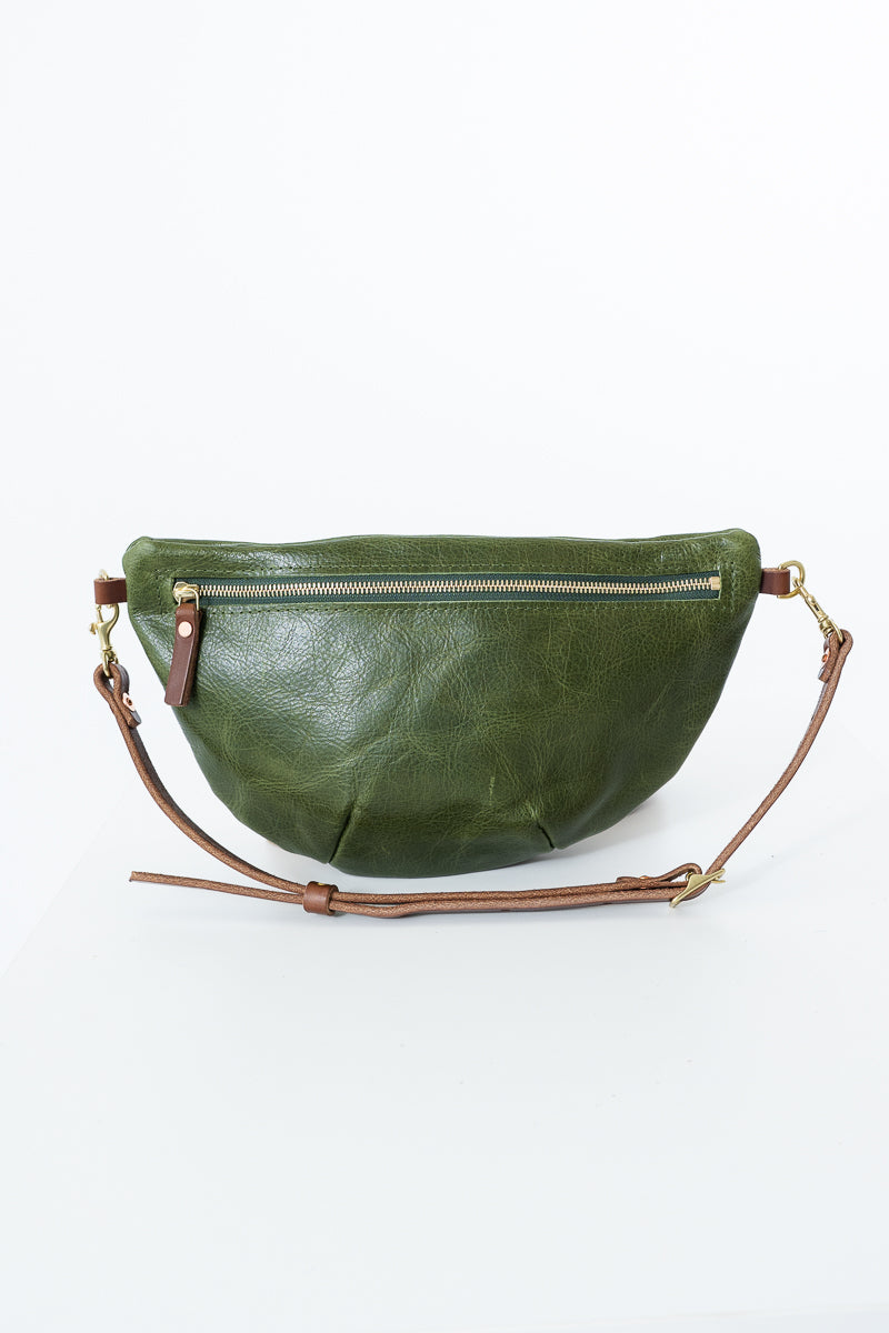 Hunter Green Leather Fanny Bag