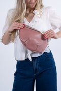 Handmade Rose Pink Leather Fanny Bag