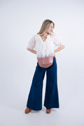 Handmade Rose Pink Leather Fanny Bag