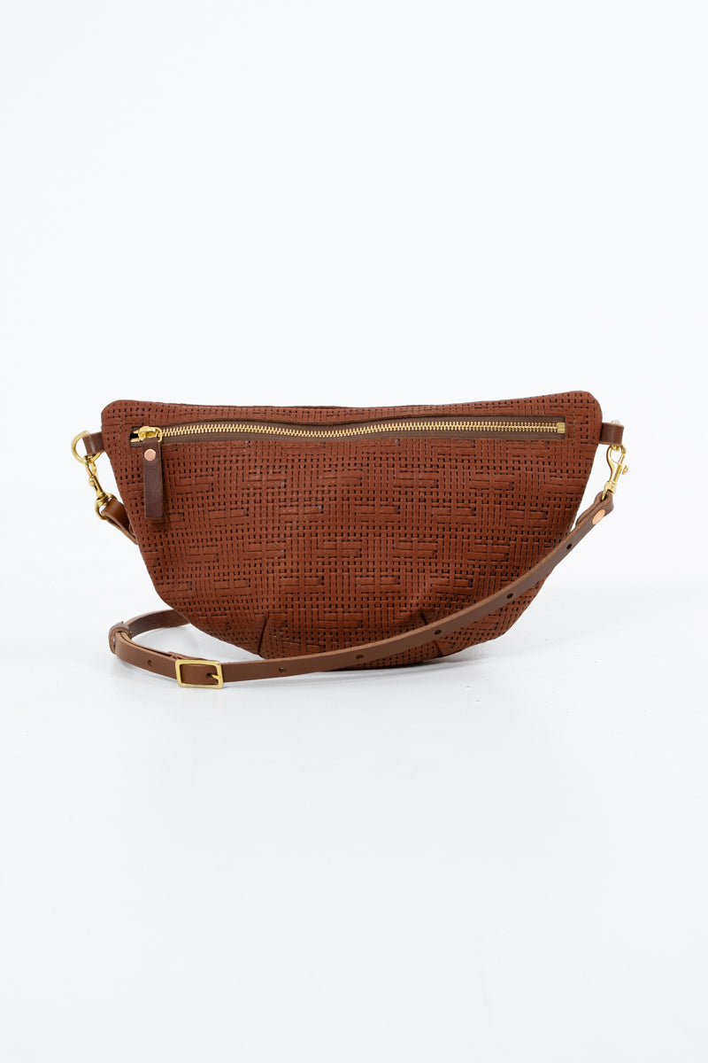 Sorrel Brown Woven Leather Fanny Bag | Brown Leather Fanny