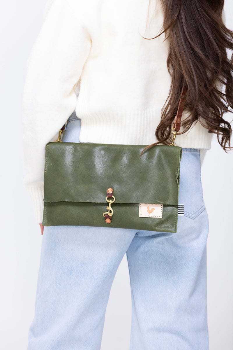 Hunter Green Leather Clutch & Crossbody | Green Leather Crossbody Bag