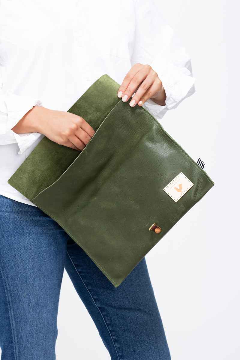 Hunter Green Leather Clutch & Crossbody | Green Leather Crossbody Bag