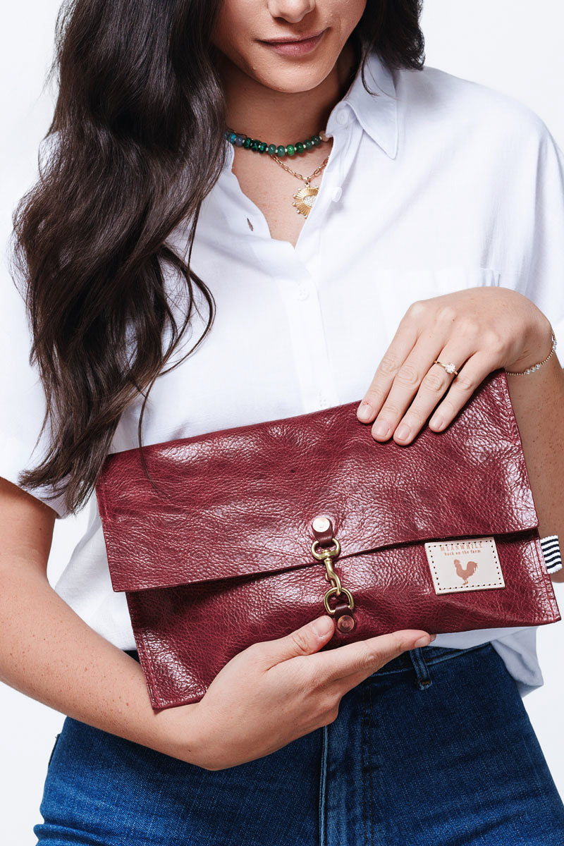 hobo sterling raine sterling leather foldover clutch bag Ruby Red Leather Foldover Clutch & Crossbody