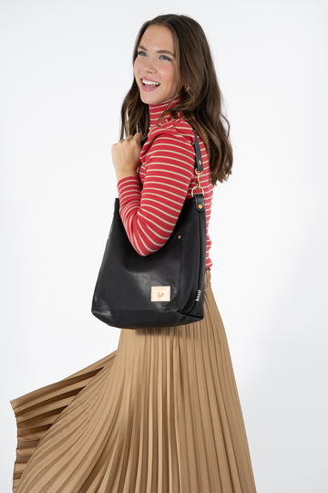 Harness Black Leather Carryall & Crossbody