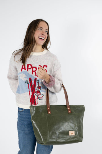 Hunter Green Leather Travel Tote