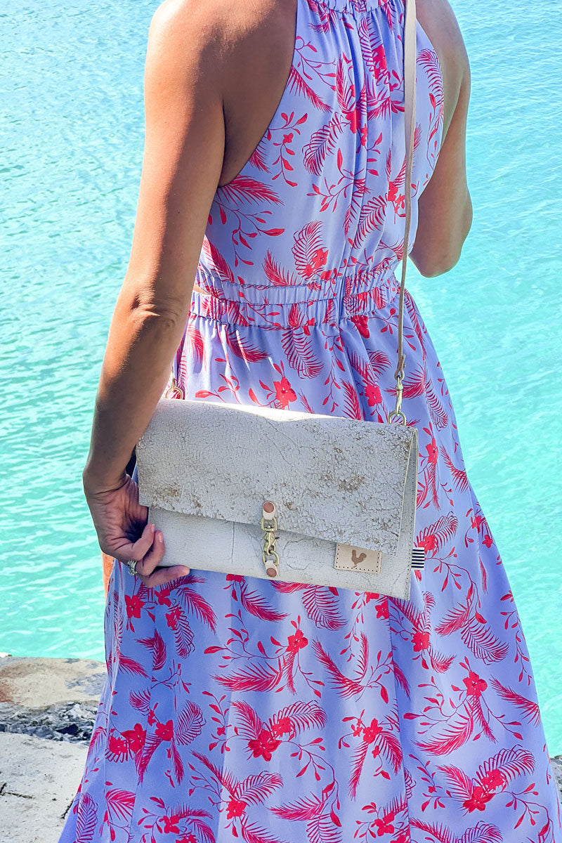 Birch White Leather Foldover Clutch & Crossbody | White Leather
