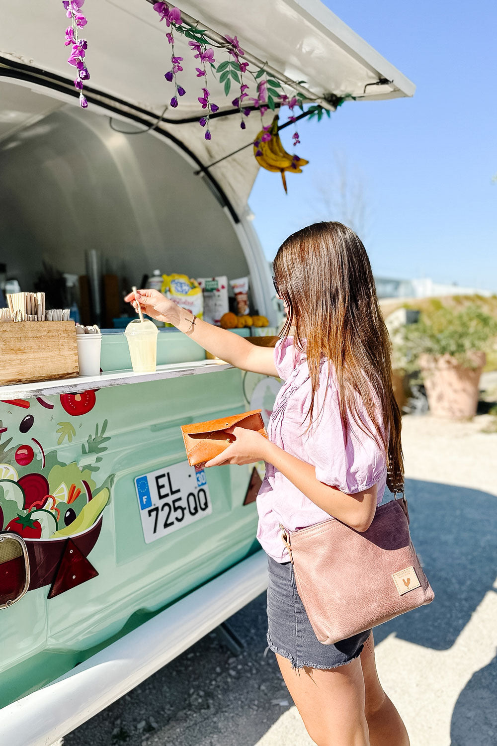 Pink Rose Leather Purse