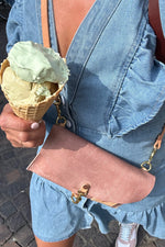 Rose Leather Envelope Clutch & Crossbody