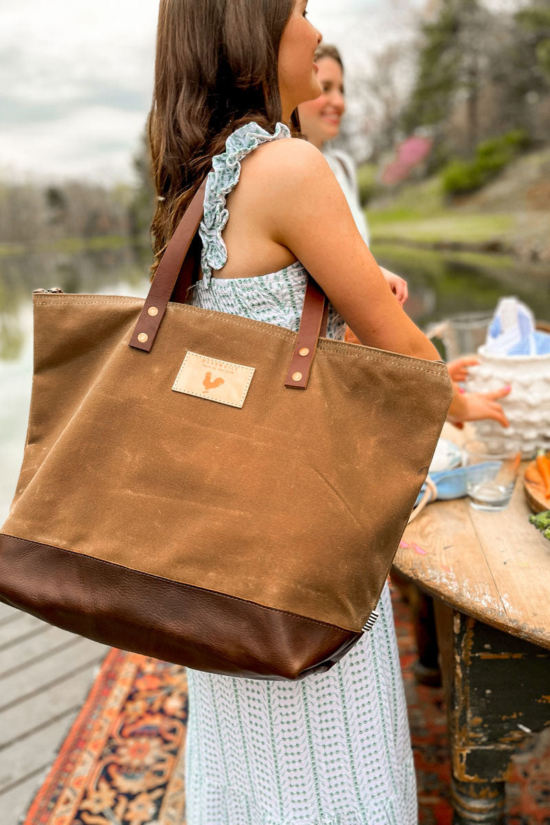canvas tote bag travel Field Tan Wax Canvas Adventure Tote