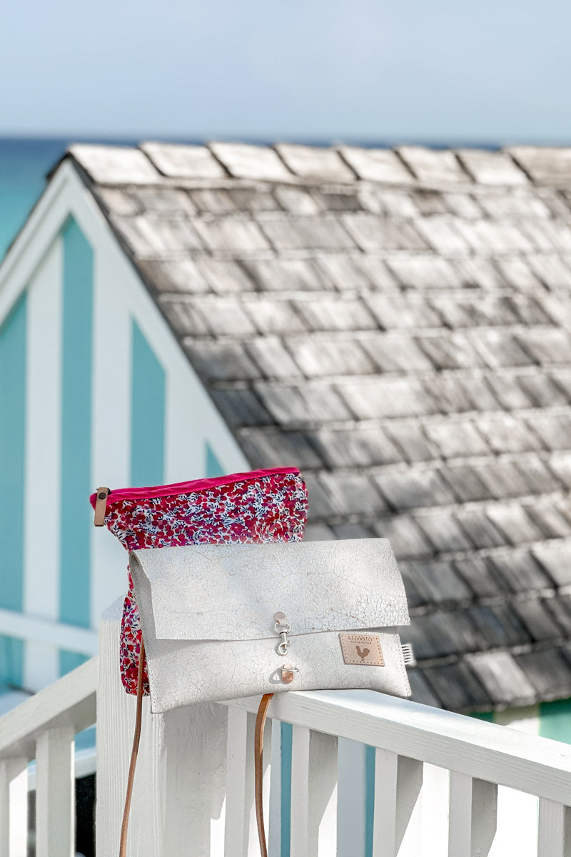 Birch White Leather Foldover Clutch & Crossbody | White Leather