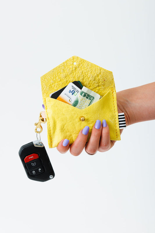 Lemon Drop Leather Keychain Wallet
