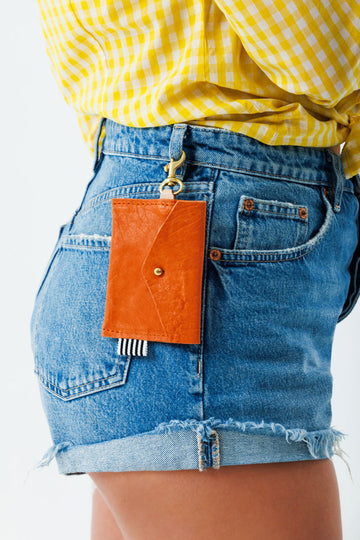 Tangerine Leather Keychain Wallet