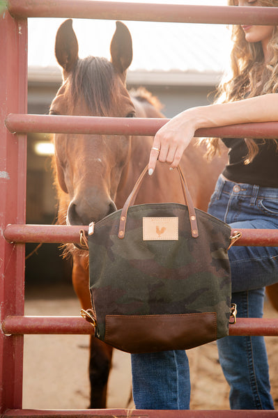 Camouflage Wax Canvas Backpack Crossbody Straps | Meanwhile VA