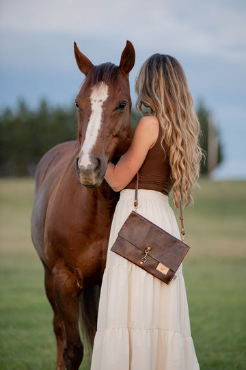 Mocha Tuscan Leather Foldover Clutch & Crossbody