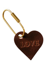 LOVE Mocha Heart Leather Bag Charm and Keychain