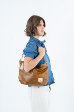 Camel Leather Midi Hobo