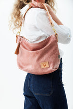 Rose Leather Midi Hobo