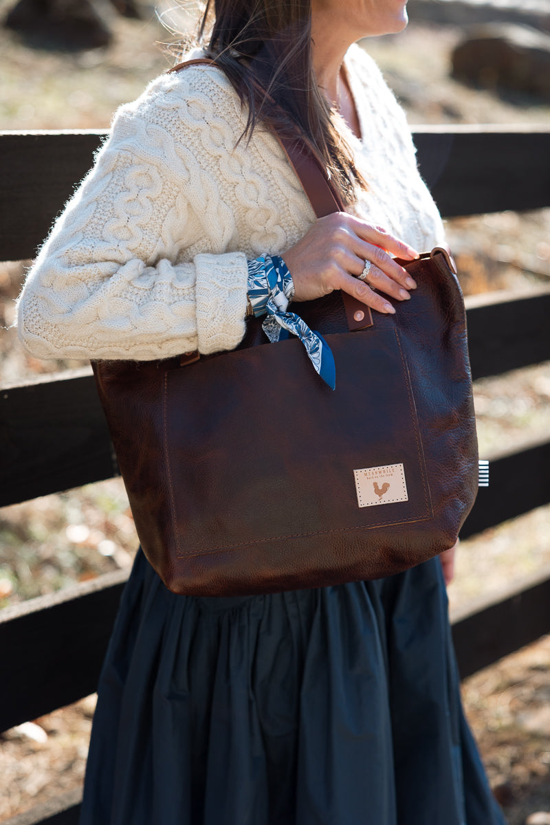 Mocha Tuscan Leather Signature Tote | Brown Leather Tote Bag