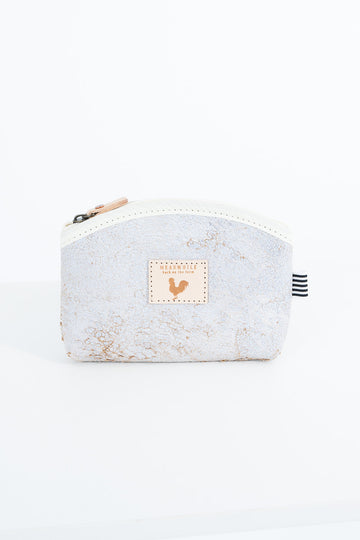 Birch White Leather Makeup Bag