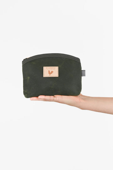 Olive Waxed Canvas Makeup Bag