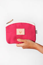 Pink Waxed Canvas Makeup Bag