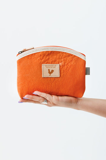 Tangerine Leather Makeup Bag