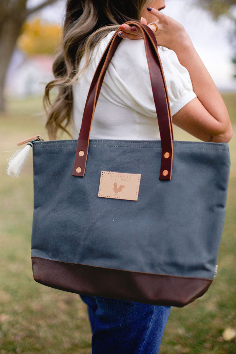 Slate Blue Waxed Canvas Day Tote