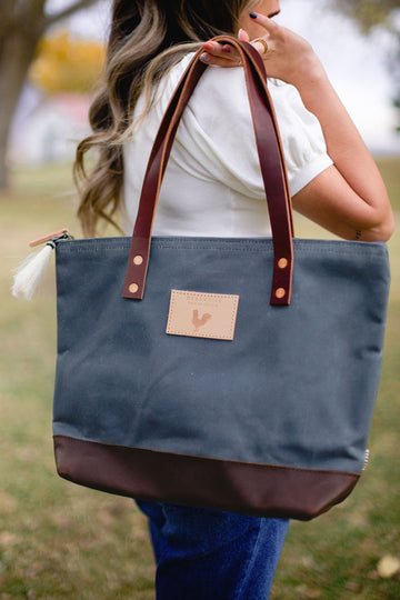 Slate Blue Waxed Canvas Day Tote