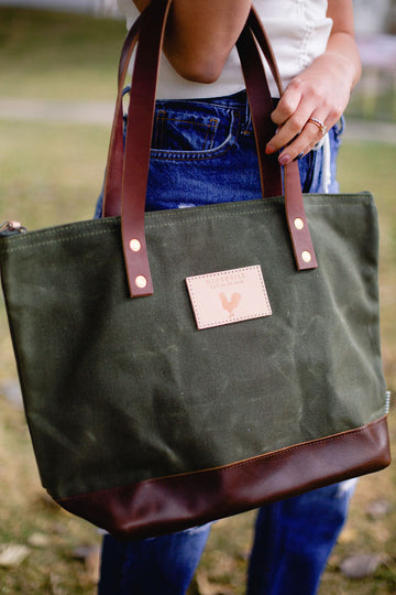 Olive Waxed Canvas Day Tote