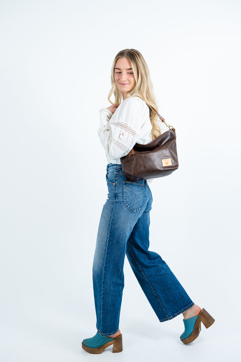 Mocha Tuscan Leather Midi Hobo | Meanwhile Back on the Farm