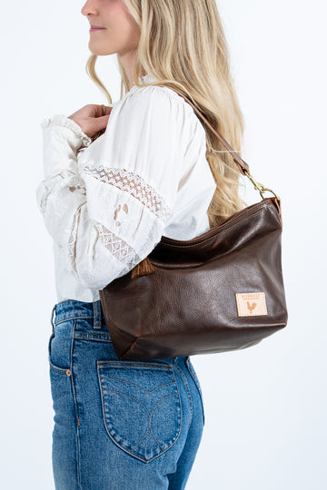Mocha Tuscan Leather Midi Hobo