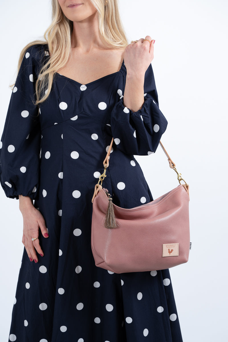 Handmade Rose Pink Leather Fanny Bag